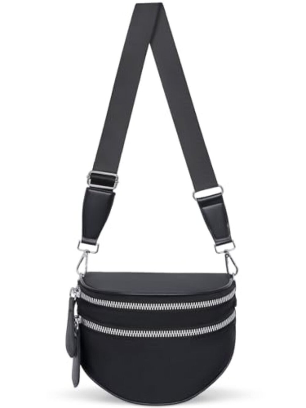 🆕 Toptime Nylon Crossbody Bags for Women, Black Bum Bag with Wide Adjustable